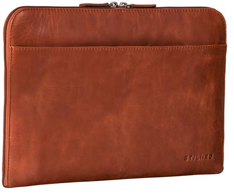 STILORD 'Troy' Laptoptasche 13.3 Zoll Leder für MacBook MacBooktasche Vintage Sleeve ideal als Laptop Hülle 13 Zoll Notebook Tasche Schutzhülle Dokumentenmappe, Farbe:vegetabil - brandy