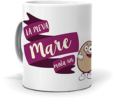 mundohuevo Taza Personalizada Regalo Mama, Madre (en catalán) La meva Mare Mola un ou. Cerámica AAA - 350 ml.
