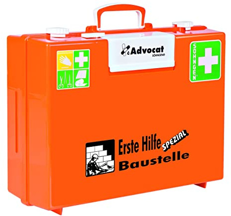 Söhngen Erste-Hilfe-Koffer Baustelle Advocat MT-CD (Verbandkoffer mit Füllung, inkl. Wandhalterung + herausnehmbarer Pflasterspender, schlagfester Kunststoff, Notfallkoffer)