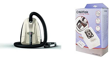 Nilfisk Aspirador Elite Chco14P10A1 Comfort EU, Color Champagne + - 107407940-4 Bolsas De Aspiradora + Prefiltro