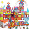Magnetic Tiles Building Blocks with 4 Cars Magnet Train Set for Kids Construction STEM Toy Preschool Creativity Learning Toys Christmas Birthday Gift for Girls Boys Toddlers 3 4 5 6 7 8 Years Old