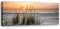 Feeby Bild auf Vlies Leinwand Strand Wellen Meer 120x40 cm Kunstdruck Modern Wandbilder Deko Flur Wohnzimmer Ostsee Sonnenuntergang Orange