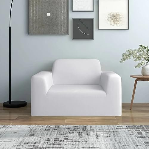 vidaXL Stretch Sofahusse Wiederverwendbar Sofabezug Sofa Abdeckung Überwürfe Universal Stretchhusse Sofaschoner Weiß Polyester-Jersey