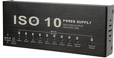 Fuente de Alimentación de Pedal de Guitarra de 12 V CC Fuente de Alimentación de Placa de Pedal de Metal 10 Potencia de Efecto Múltiple de Salida Aislada con 2 Cables de Conversión de(EU Plug)
