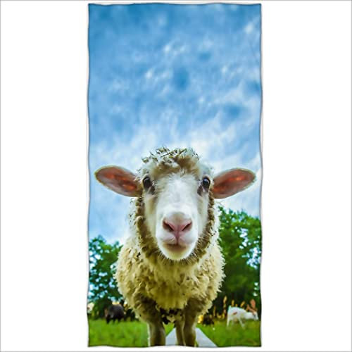 Zomer Strandtuch 70x140cm,Bedrucktes Mikrofaser Badetuch-Nettes Schaf Muster