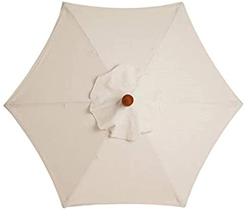 HULG Sonnenschirm Ersatzbezug 2m/2.7m/3m,Ersatz-Sonnenschirm-Überdachung Mit 6 Rippen, 2m/2.7m/3mMarkttisch-Regenschirm,UV-Schutz, Ersatzstoff (2.7M/8.85FT,off white)