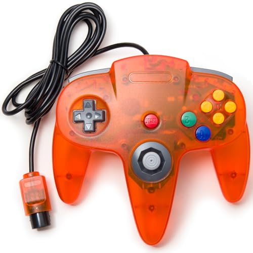 Classic N64 Controller, kiwitatá N64 Wired Gaming Sostituzione Joystick Controller per N64 System Videogiochi Console Trasparente Arancione