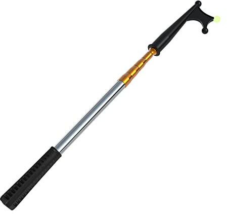 KOMCLUB Telescopic Boat Hook Stainless Steel Boat Push Hook Rod with Luminous Beads Docking Telescopic Rod TPR Non-Slip Handle Boating Accessories Hook Boat Device（Gold）