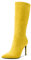 Aachcol Donna Metà polpaccio Stivali Spillo Alto High Tacco Heel Chiusa a Punta Cerniera Classico 10 CM Giallo Scamosciato 43 EU