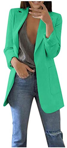 Générique Femme Casual Blazer Business Pockets Boutons Manche Longue Costume Jackets Élégant OL Bureau Affaires Veste De Costume Manteau Blouson Jacket (Vert, M)