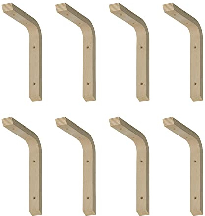 siwitec Schichtholzkonsole 150 x 200 x 28 mm aus Buche im 8er-Set, Regalwinkel aus Holz