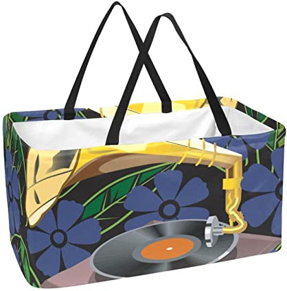 Rechteckiger Einkaufskorb Wäschekörbe Stoff Aufbewahrungsbehälter Boxen Grammophone Blume