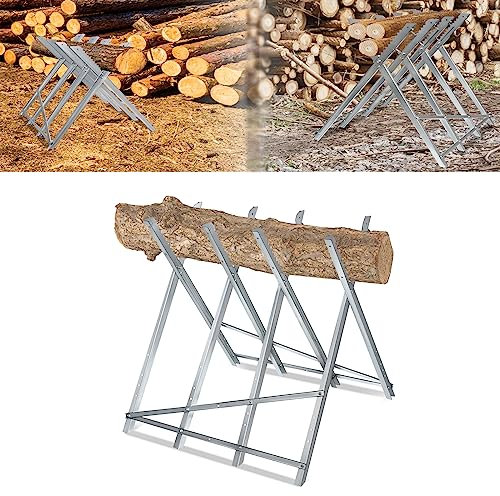 LZQ Sägebock Klappbar für Kettensägen Holz, 150 kg Tragfähigkeit mit Achteckige Zahnsäge, Holzsägebock Sägeböcke aus Metall für Kettensägen und Handsägen, 82 x 80,5 x 79cm