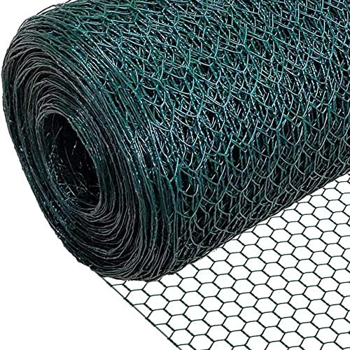 PROREGAL Maschendrahtzaun Sechseckgeflecht KEEPY | Höhe 1,0 Meter, Länge 25 Meter, Maschenweite 16mm, Drahtstärke 1,0mm PVC-Beschichtet Grün | Drahtzaun Hasendraht Kaninchendraht Hühnerdraht Drahtzaun