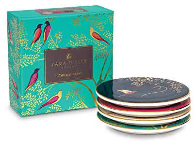 Sara Miller London Set mit 4 Keramik-Untersetzern, in Geschenkbox, 10 cm