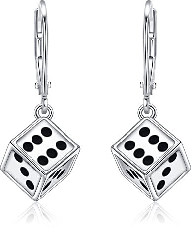 Würfel Ohrringe Sterling Silber Lustige Punk Coole Hebel Zurück Tropfen Ohrringe Schmuck Geschenke für Frauen Männer