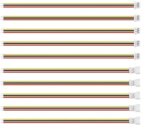 VGOL 20 Paires de Câbles de Connecteur JST 3 Broches Micro JST Pas de 1,25mm Mâle Femelle Adaptateur de Câble d'extension avec Fil de 10cm pour Mini Bandes LED d'hélicoptère RC