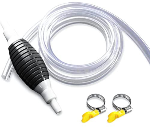 Akozon Ventouse Liquide Multifonction, Pompe à Eau en PVC Pompe à Huile Pompe à Siphon de Transfert de Carburant Liquide pour Essence avec Tuyau de Siphon de 2 M (Ensemble complet)