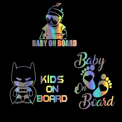 WUDQIJI Baby on Board Auto Sticker - 3 Stück UV-Wetterfest Wasserfest Safety Shield für Car (3 Größen)