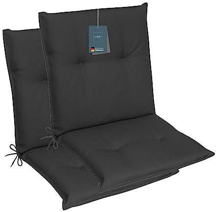 LILENO HOME Gartenstuhl Auflagen als [2er Set - Niedriglehner] in Anthrazit SD - Bequeme Liegen als Sitzauflagen für Gartenmöbel - Stuhlkissen für Gartenstühle und Klappstühle MAR