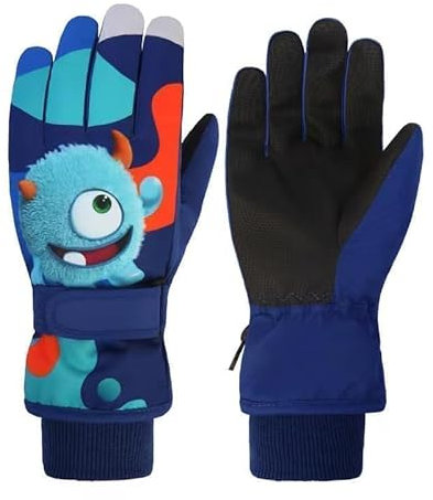 Handschuhe Kinder Winter Snow Skihandschuhe für 2-13 Jahre Mädchen Jungen PU Palme Wasserdicht Winddichte Warm Fleece Winterhandschuhe FahrradhandschuheThermohandschuhe Snowboard Skifahren Sports
