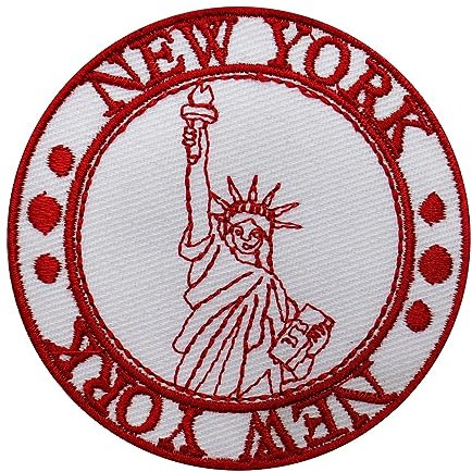 WASPRO Traveler Stamp Patch, New York, Iron On, Sew On, 7cm, Round, Retro
