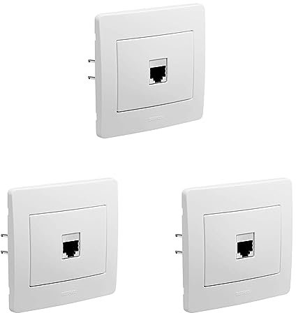 DEBFLEX, Prise RJ-45- Prise Ethernet - Bloc prise - Prise RJ12-45 cat 6 - Prise ethernet murale - Prise murale - Appareillage Encastre Gamme Diam2 Prise RJ-45 Cat 6 FTP Blanc (Lot de 3)