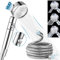Duschkopf - Duschkopf mit Schlauch 2m - Regendusche Duschbrause Wassersparend Hochdruck mit 3 Strahlarten - Universal Handbrause Druckerhöhend Brausekopf mit Stoppfunktion Taste für Baden &Spa- Chrom