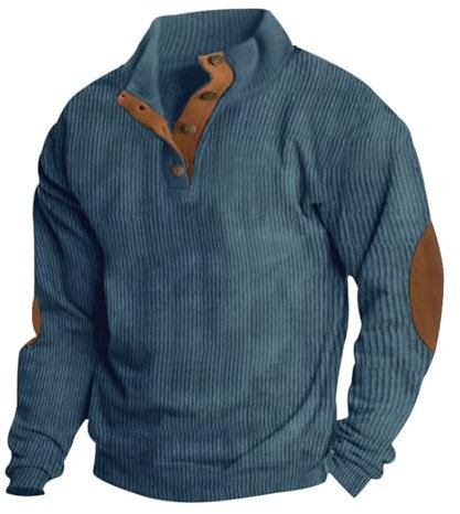 Kobilee Felpa Mezza Zip Uomo Pile Pesante Peluche Felpa da Lavoro con Mezza Zip Senza Cappuccio Montagna Felpe Felpata Vintage Maglia Pile Micropile Caldo Maglione Pile Felpa Pile Invernale
