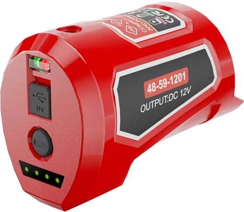 12V Portable Power Source for Milwaukee M12 Battery Charger 12V Battery Adapter for Milwaukee Heated Jacket 48-59-1201 49-24-2310 USB Charger