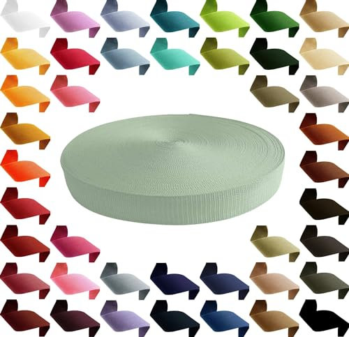 Gurtband 12m PP Polypropylen 25mm breit 1,3mm stark Gurt Tragband Farbwahl 45 Farben, Gurtband:770 blassgrün