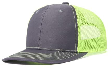 Truckercap Herren,Trucker Cap mit Mesh Netz,Meshcap größenverstellbar Baseball Cap,Sommer atmungsaktive Sun Cap,mit verstellbarem Schnallenverschluss für Draußen,Sport und Reisen,Kohlefarbe + Gelb