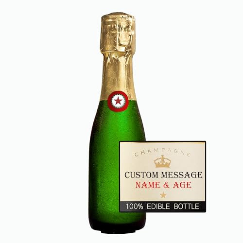Edible Personalised Champagne Bottle Cake Topper