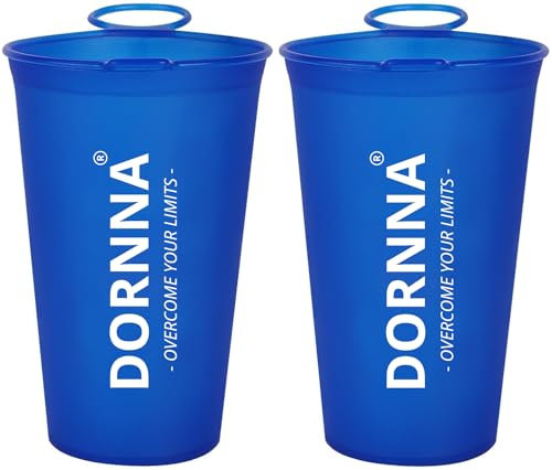 DORNNA® - Gobelet Trail et Running sans BPA 2PCS x 200 ml, Soft Cup, Bouteille d'eau pour Sport Utilisation Hydratation en Extérieur. (Bleu)