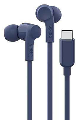 Belkin SoundForm Kopfhörer mit Kabel, In Ear Kopfhörer mit Mikrofon und USB‑C-Stecker für iPhone 16/15, iPad mini, Galaxy S24, Android- und andere Geräte mit USB-C-Anschluss – Blau
