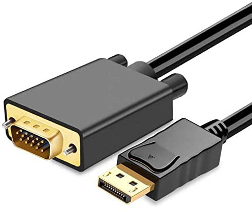Adaptateur Displayport vers VGA, Câble Adaptateur DP vers VGA 1,8 M/70,9 Pouces Compatible avec Ordinateur Portable, PC, TV, Projecteur