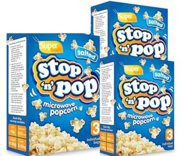 9pkx85g Stop N Pop salted flavoured Microwave Popcorn (3 BOX) Cinema style salted Popcorn Family movie night salted microwave popcorn