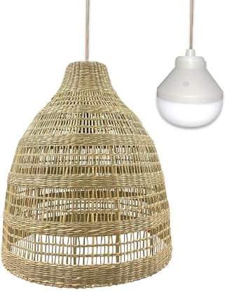 Lumisky Suspension FREYA LONG NOMAD en herbe marine naturelle style bohème avec ampoule LED blanc/RGB nomade nomade