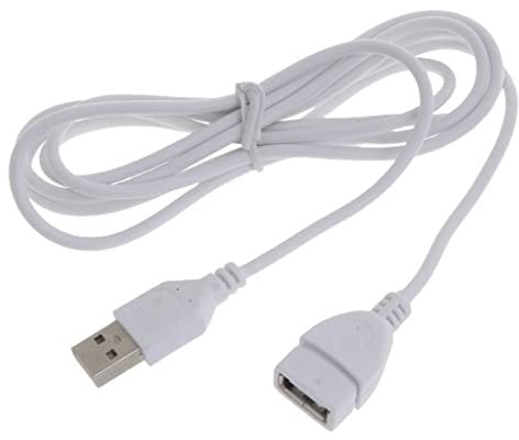 USB 2.0 Extension Cable, A Male to A Female Extender, 1.5M High Power Charger Cord for Disk, Keyboard, Mouse, Hard Drive, Printer, Scanner, and Syncing (White)