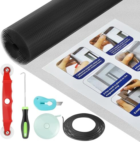 MUSLONG Insektenschutz Fliegengitter, 150x180cm Ersatzgitter Meterware aus Fiberglas Mückenschutz Gewebe Moskitonetz, DIY Zuschneidbar Katzenschutznetz für Balkon, Wohnzimmer, Terrasse, Dachfenster