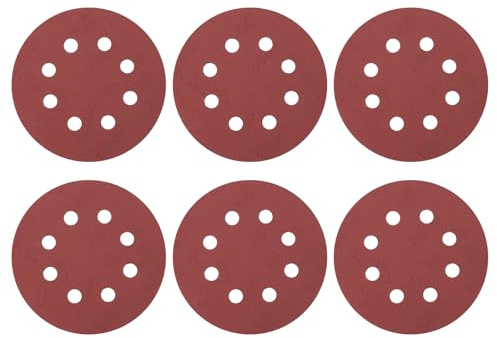 sourcing map 20 Pcs 125mm (5 Inch) Sanding Discs, 600 Grit Hook and Loop Sandpaper, 8-Hole Aluminum Oxide Orbital Sander Sandpaper for Woodworking Automotive Metal Polishing, Red