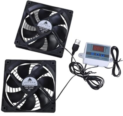 Diogeynu USB-betriebener 120 mm leiser Lüfter mit einstellbarer Thermostatsteuerung für Schränke und Heimkino