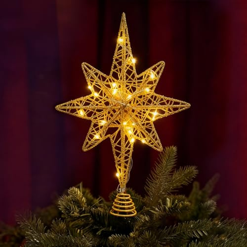 Weihnachtsbaumspitze, Christbaumspitze, 20 LED Baumspitze Weihnachten, Weihnachtsdeko für Indoor Büro Festliche Weihnachten Neujahr Urlaub Baumschmuck