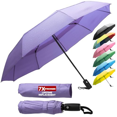 ZENO Regenschirm Taschenschirm Kompakt – Automatik Windfest Klein, Faltbarer Reise-Regenschirm für Damen & Herren, Stabil mit 9 Fiberglas-Rippen, Wasserabweisend Teflon