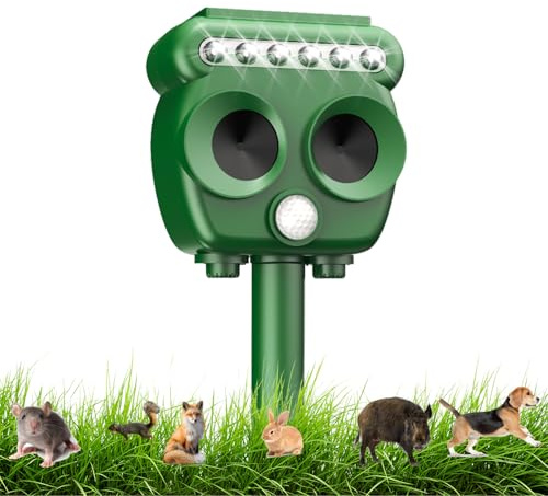 Cat Repellent Garden,USB & Solar Powered Garden Cat Deterrents,Repeller Outdoor Ultrasonic Deterrent,for Yard Squirrels Cats Rats Fox,Quick Fix Ultrasonic Cat Scarer with Ground Stake