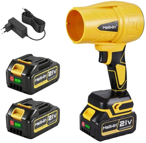MELLWIN Soffiatore con 2 batterie da 4000 mAh, velocità di soffiaggio di 350 m/s, 720 W, 30.000 giri/min Potente contro foglie, mini soffiatore neve e polvere