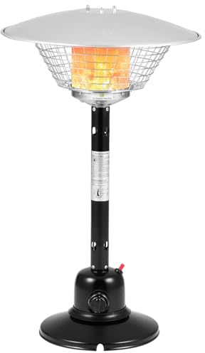 COSTWAY Cheminée de Table au Gaz Propane 4 KW 2 Réglages Chaleur (Noir) | Chauffage Extérieur avec Régulateurs de Pression/Conduites de Gaz Protection Contre Basculement et Surchauffe