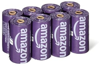 Amazon Basics Premium-Hundekotbeutel mit Lavendelduft, 120 Stück (15 Packungen à 8 Stück)