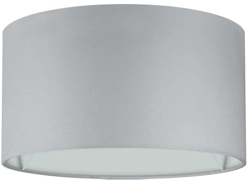 Wogati® Premium Lampenschirm | Ø50cm Höhe 33cm | Farbe: Grau | E14/E27 | rund | Baumwolle | für Stehlampen, Hängelampen, Tischlampen, Deckenlampen