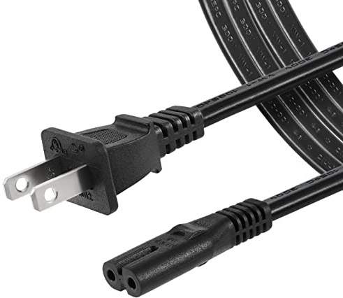 6 ft 2 Prong Power Cord Compatible with TCL Roku Smart LED LCD HD TV Universal AC Power Cable Replacement [UL Listed]